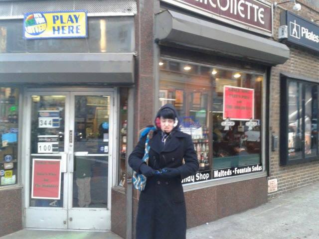 kelly marie wearing crochet earmuffs