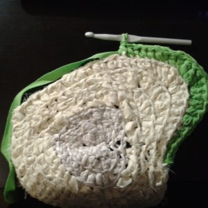 handmade crocheted heart rug