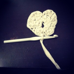 tshirt heart crochet rug