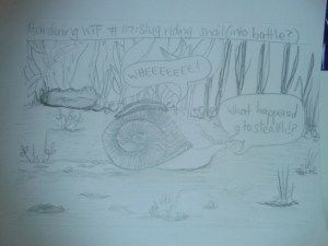 Slug riding snail in the garden