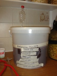 Dated elder berry fermenting bucket