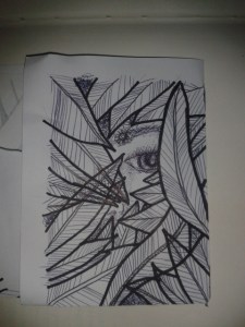 Hidden woman feathers sketch