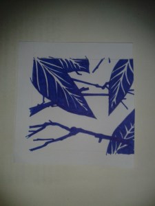 Blue ink foliage sketch