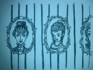 Portraits of women wall paper sketch