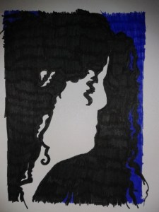 negative space profile silouette art noveau woman