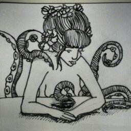 Drawing called Self Portrait With Tentacle Vagina