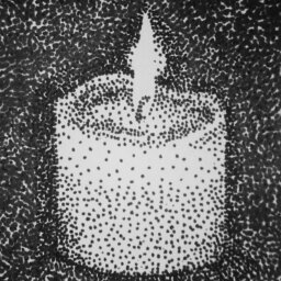 pointillist candle sketch shading light tone