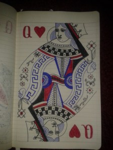 adrawingaday queen of hearts self portrait