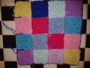 Sewn up pillowcase crochet granny square pattern