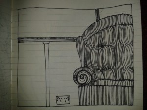 pinstripe counch fabric contour sketch adrawingaday