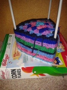 stretching granny triangles shaping wool