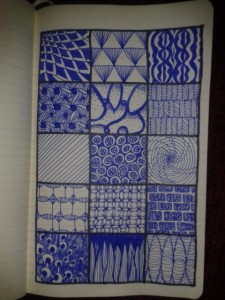 zentangles blue ink drawingaday sketching