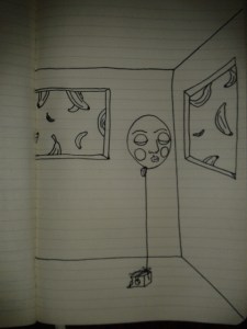 surreal balloon room banana rain moleskine