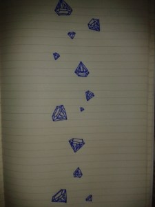 diamond rain gems blue ink sketch moleskine