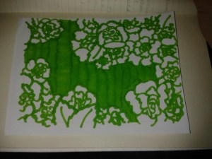 green ink carnations hand drawing sticker street art