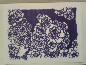 dark blue ink sticker daily drawing project