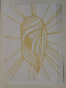 yellow texta ink hair halo sticker