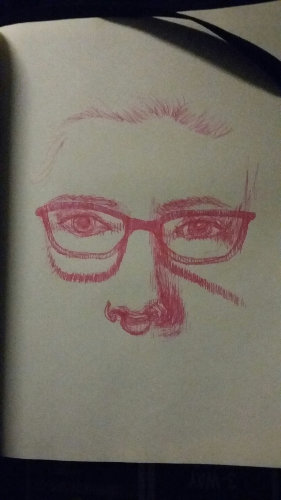 Portrait sketching daily ink pink