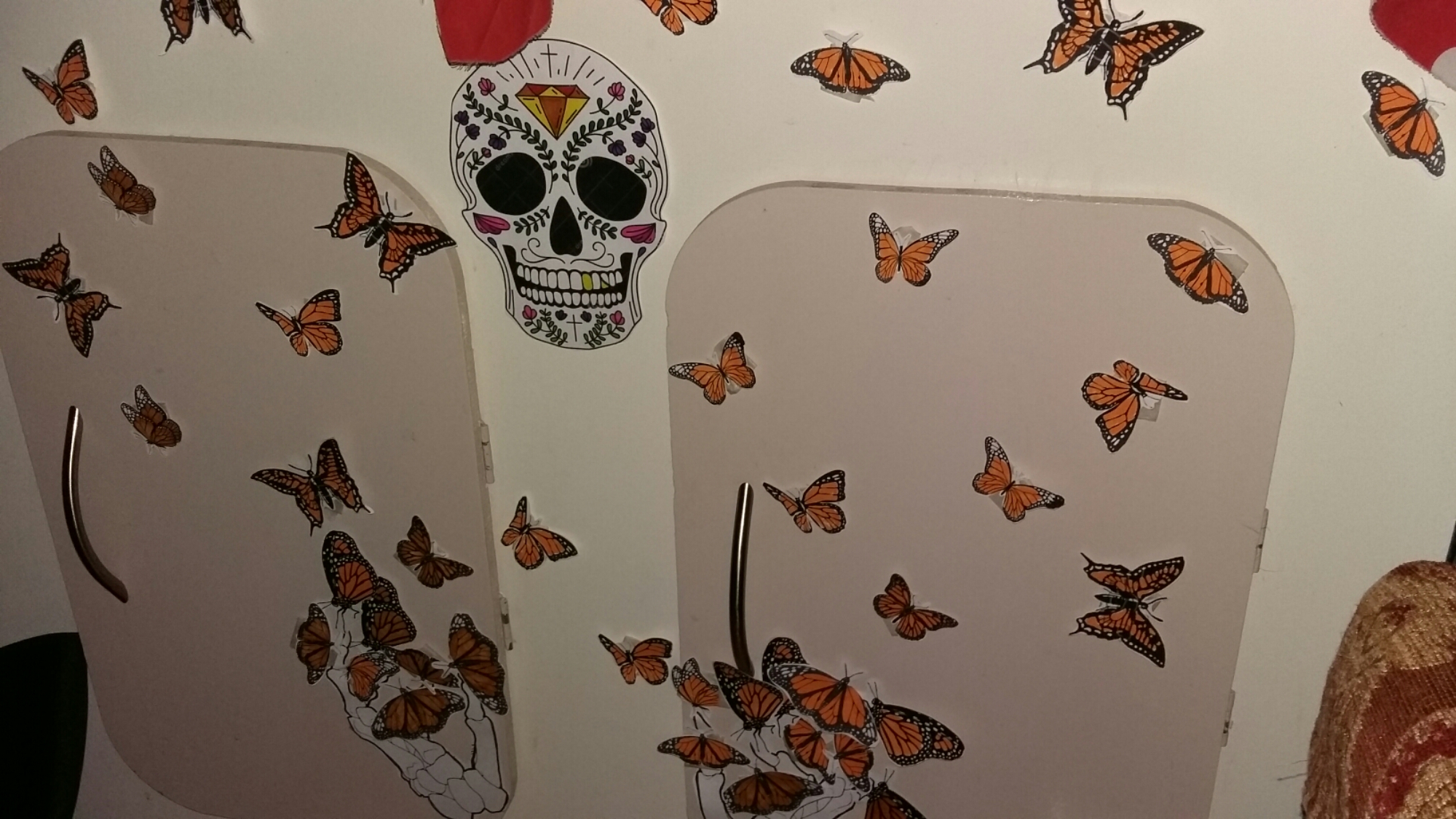 Muertos calavera releasing monarch butterflies shrine Calaveras monarch butterflies day of the dead celebration