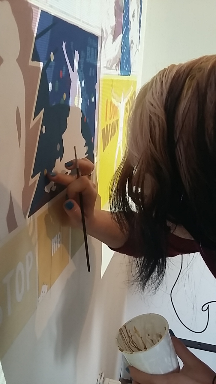 Painting dot work mural panels diy