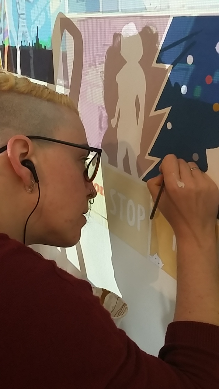 Painting graphic novel murals Portugal