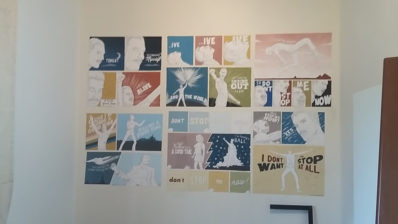 Completed bedroom mural painted poster illustrations