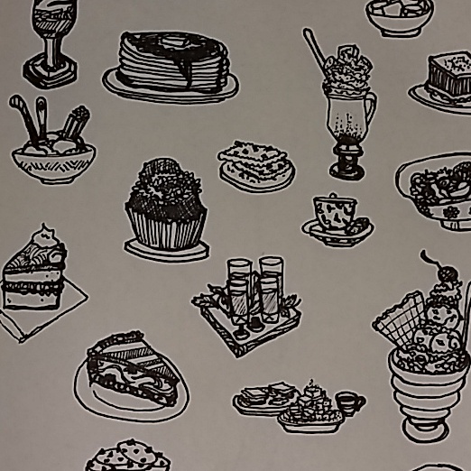 ink sketch sweets puddings cakes waffles desserts