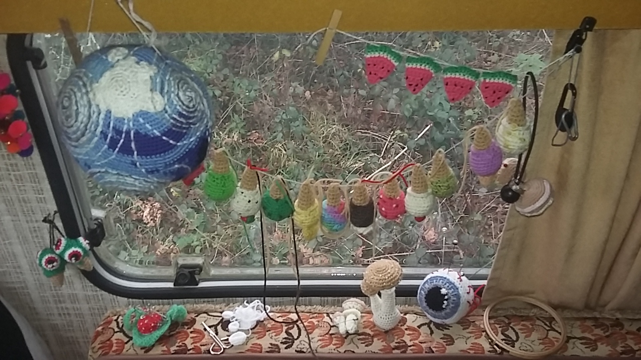 small studio space wearable crocheted art