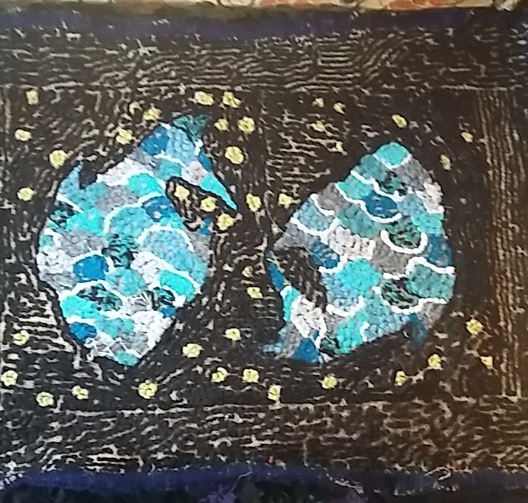 handmade fabric fish totem art